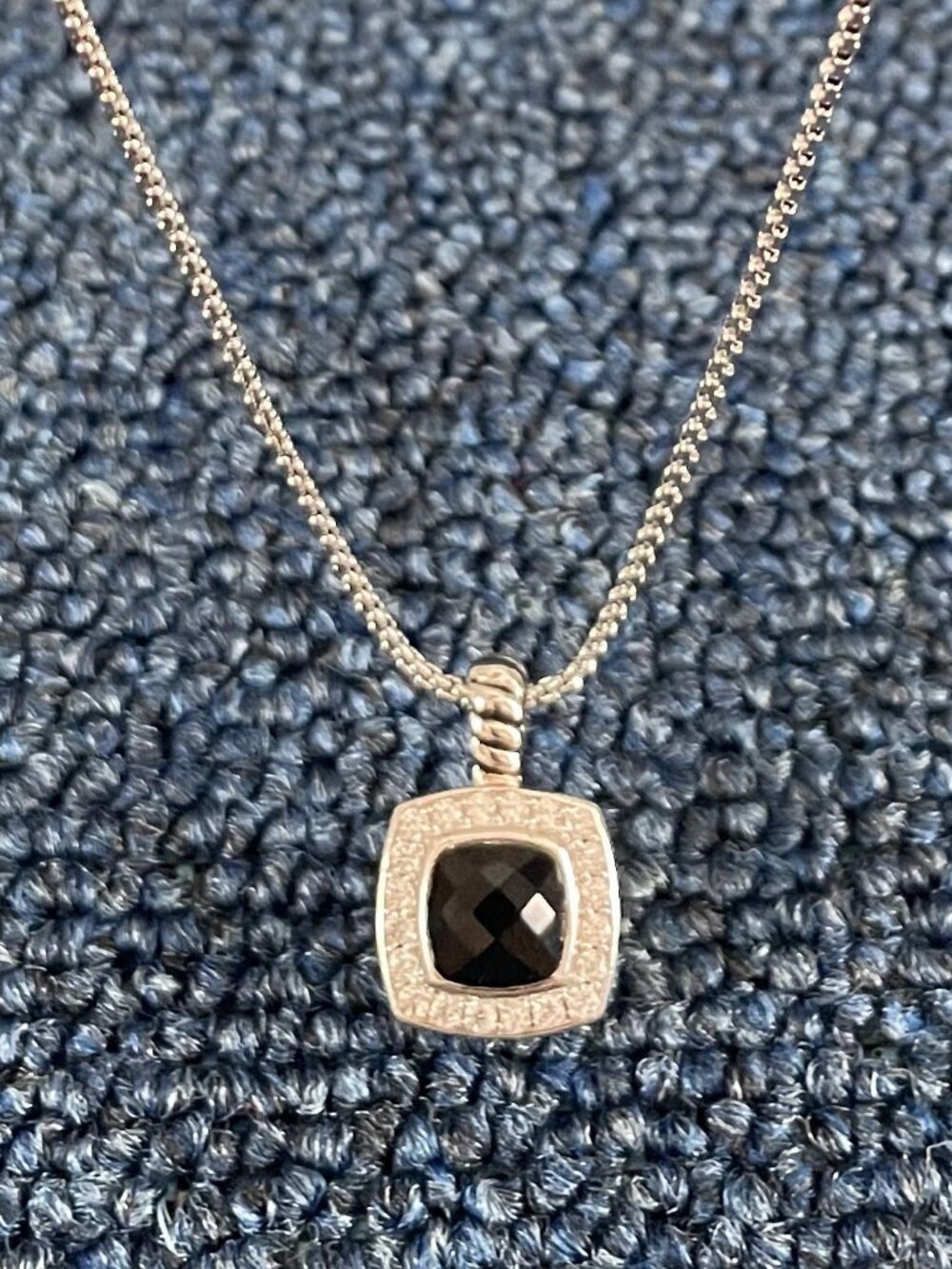 David Yurman Petite Albion Pendant Necklace with Black Onyx and Pavé Diamonds